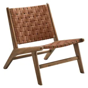 Eei-6542-wal-brn Modway Saoirse Leather Wood Accent Lounge Chair