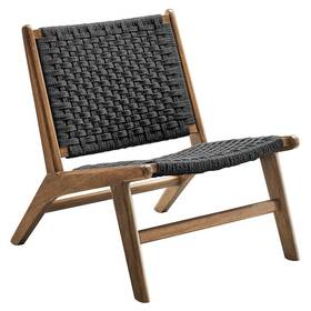 Modway Eei-6543-wal-blk Saoirse Woven Rope Wood Accent Lounge Chair