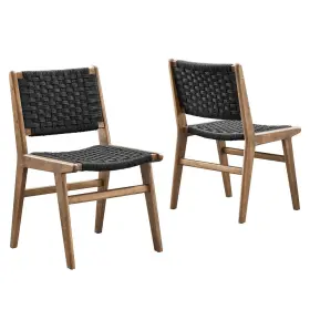 Eei-6545-wal-blk Modway Saoirse Woven Rope Wood Dining Side Chair Set Of 2