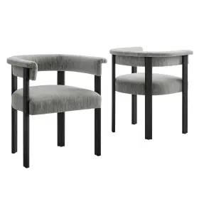 Eei-6776-heg-blk Modway Imogen Fabric Upholstered Barrel Dining Chairs Set Of 2