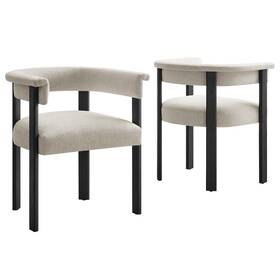 Modway Eei-6776-hei-blk Imogen Fabric Upholstered Barrel Dining Chairs Set Of 2