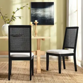 Eei-6803-blk-blk-hei Modway Faux Rattan And Wood Dining Side Chairs - Set Of 2