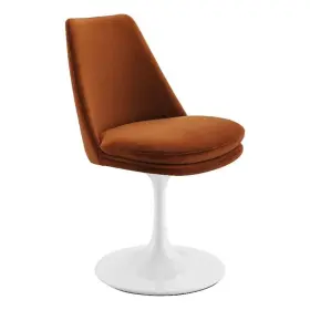 Eei-6954-whi-rus Modway Lippa Velvet Swivel Dining Side Chair In White Rust Armless Accent Ch