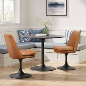Modway Eei-6955-blk-tan Lippa Swivel Dining Chair In Black Tan