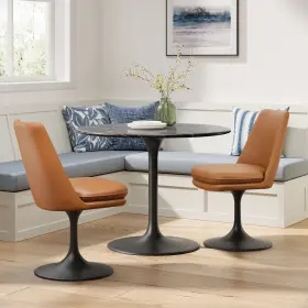 Eei-6955-blk-tan Modway Lippa Swivel Dining Chair In Black Tan