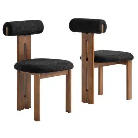 Eei-6960-wal-blk Modway Torian Boucle Fabric Dining Chair Set Of 2