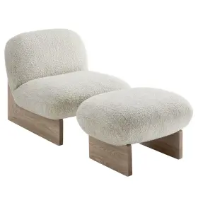 Eei-6988-prl-oak Modway Loyal Boucle Fabric Accent Chair And Ottoman Set