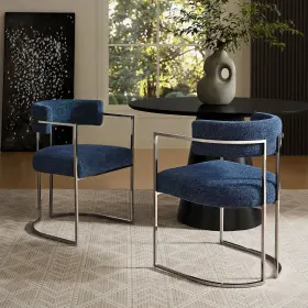 Eei-7228-slv-nav Modway Huron Dining Accent Chair In Silver Navy