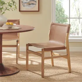 Eei-7326-csn Modway Or N Leather Dining Side Chair In Chestnut Tan