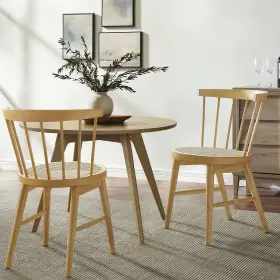 Eei-7350-nat Modway Lykke Curved Spindle Back Dining Chairs Set Of 2 In Natural