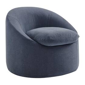 Modway Eei-7358-den Sadie Slipcovered Linen-blend Round Accent Chair In Denim