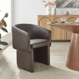 Eei-7383-esp Modway Verity Barrel Back Vegan Leather Dining Chair In Espresso