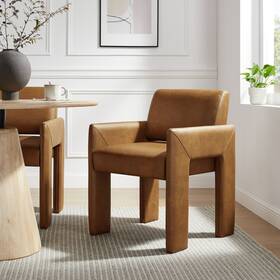 Modway Eei-7443-can Daven Vegan Leather Dining Armchair In Canyon