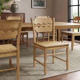 Modway Eei-7504-woa Jax Oak Wood Dining Chair With Wavy Razor Back In Weathered
