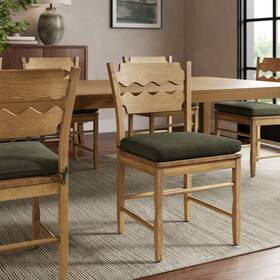 Modway Eei-7517-woa-sge Jax Oak Wood Dining Chair With Wavy Razor Back And Cushion In Weathered Sage