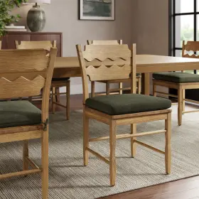 Eei-7517-woa-sge Modway Jax Oak Wood Dining Chair With Wavy Razor Back And Cushion In Weathered Sage
