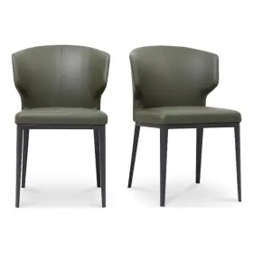 Ej-1018-27 Moes Home Collection Delaney Dining Chair Set Of Two Faux Leather Green