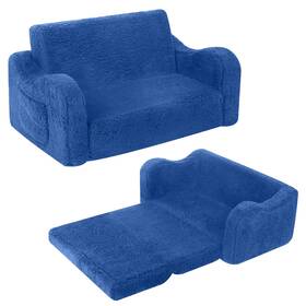 Momcaywex 767461029055 Kids Sofa 2-in-1 Flip-out Foam Couch Soft Play Large Sky Blue