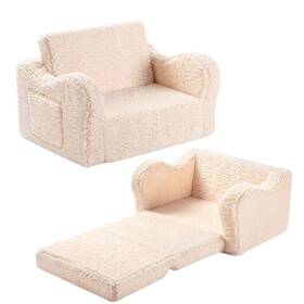 Momcaywex Momc-2in1-c Kids Sofa 2-in-1 Flip-out Foam Couch With Soft Medium Cream