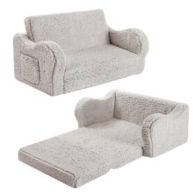 Momcaywex Momc-2inc-g Kids Sofa 2-in-1 Flip-out Foam Couch Soft Play Lounge Large Grey