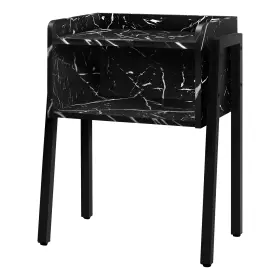 I-3590 Monarch Specialties Modern Accent Table And Side Tables Set - Black Marble Finish Metal