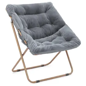 Monibloom 840256424683 Square Folding Faux Fur Saucer Chair For Bedroom Living Room Dorm G
