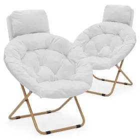 Monibloom 840256427967 Set Of 2 Cozy Chairs With Pillow Modern Comfy Folding Lounge Saucer
