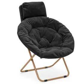 A65-cc-rowp-001-bk Monibloom Round Folding Faux Fur Saucer Chair For Bedroom Living Room Dorm Folda