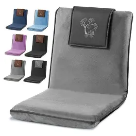 Ch1000 Monk Essentials Adjustable Japanese Floor Chair For Adults - Meditation With Back Grey