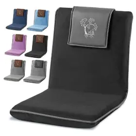 Ch10009 Monk Essentials Japanese Meditation Floor Chair With Back Support For Adults - Black And Grey