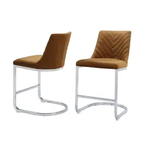 222873 Monsoon Pacific Balisa Tufted Dutch Velvet Counter Chair Brown Sugar With Chrome Metal Base 1 Pc