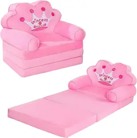 Hgsf-p1-20210915 Moonbeeki Kids Couch Fold Out Foldable Princess 21d X 19.7w 7.1h In Pink
