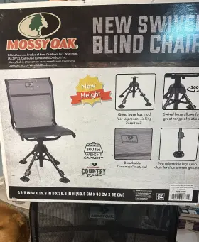 Fs-110524-4n Mossy Oak Swivel Blind Chair With Adjustable Legs Portable Hunting Comfortable Outdoor