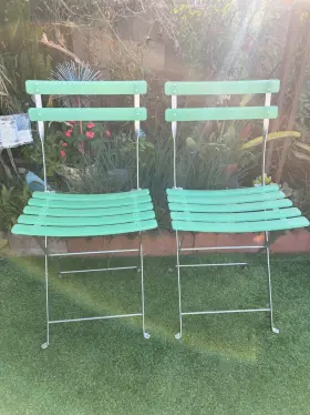Moulin Galland 346602400001 Pair Of Lorelei Moulin-galland Folding Bistro Chairs Aqua Outdoor Made In France