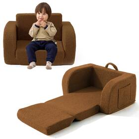 Muamelop 731055074141 Toddler Couch 2-in-1 Chairs Comfy 1-3 Years Old Standard Brown