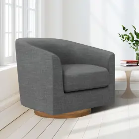 Muuegm 781434992245 Accent Chair With Arms 360 Degree Swivel Wood Base Modern
