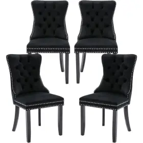 Ympe-w114342271 Mydepot Black Velvet Upholstered Dining Chairs Side Set Of 4 Accent Diner Stylish