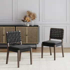 24521-2 Nathan James Cohen 19 Inch Wood Dining Chair Mid-century Modern Upholstered Side Wit