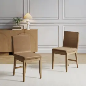 27803-2 Nathan James Gracie Modern Dining Chair With Cushion Light Brown Set Of 2