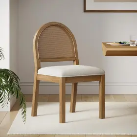 28402 Nathan James Bailey 19 Inch Boucle Dining Chair Side Natural Woven Rattan Back