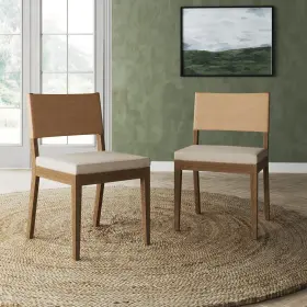 Nathan James 842196012722 Linus Modern Upholstered Chair Set Of 2 Brushed Light Brown