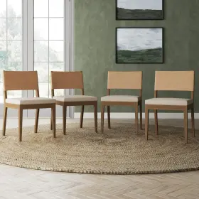 Nathan James 842196012739 Linus Modern Upholstered Chair Set Of 4 Brushed Light Brown