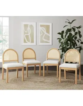 92938827 Nathan James Set Of 4 Bailey Boucle Dining Chair Warm Pine