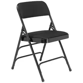 2310 National Public Seating Triple Brace Fold Chair Farbic Blk Pk4
