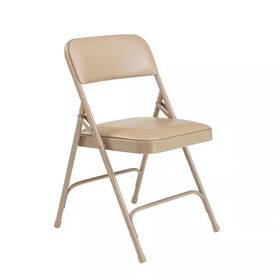 National Public Seating 313033714722 Beige Vinyl Seat Stackable Folding Chair Set Of 4