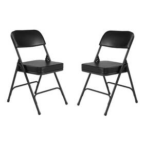 National Public Seating 313040170115 3200 Series Premium 2 Inch Vinyl Upholstered Double Hinge Folding Chair Black P