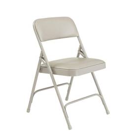 National Public Seating 313107024061 Grey Vinyl Padded Seat Stackable Folding Chair Set Of 4