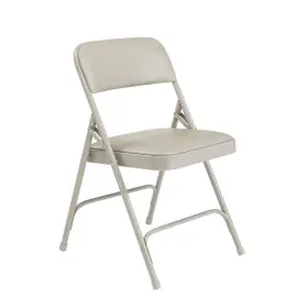 National Public Seating 313107024061 Grey Vinyl Padded Seat Stackable Folding Chair Set Of 4