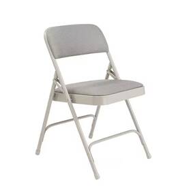 National Public Seating 445009559570 Grey Fabric Padded Seat Stackable Folding Chair Set Of 4