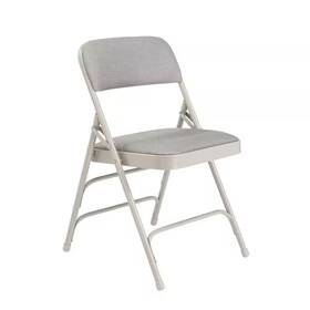 National Public Seating 445016316388 Grey Fabric Padded Seat Stackable Folding Chair Set Of 4
